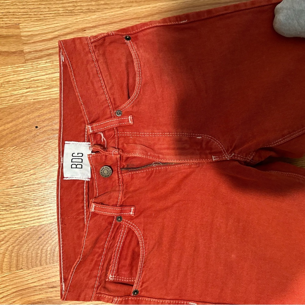 BDG Red Denim split flare jean